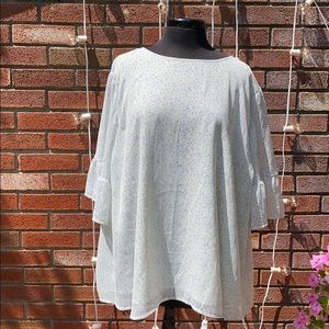 Ava & Viv Blue Short Sleeved Chiffon Blouse NWOT